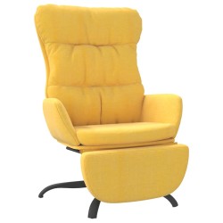 vidaXL Sillón de relax con reposapiés tela amarillo mostaza