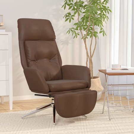 vidaXL Sillón de relax y reposapiés cuero auténtico y sintético marrón
