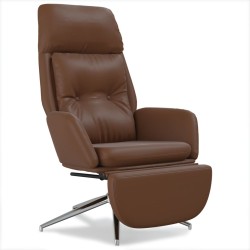 vidaXL Sillón de relax y reposapiés cuero auténtico y sintético marrón
