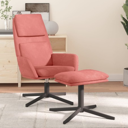 vidaXL Sillón de relax con taburete terciopelo rosa