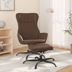 vidaXL Sillón de relax con reposapiés cuero artificial marrón brillo