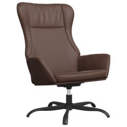 vidaXL Sillón de relax con reposapiés cuero artificial marrón brillo