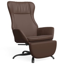 vidaXL Sillón de relax y reposapiés cuero artificial marrón brillante