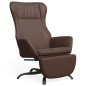 vidaXL Sillón de relax y reposapiés cuero artificial marrón brillante