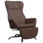 vidaXL Sillón de relax y reposapiés cuero artificial marrón brillante