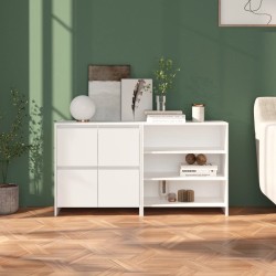 vidaXL Aparador de 2 piezas madera contrachapada blanco