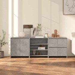 vidaXL Aparador de 3 piezas madera manufacturada gris hormigón