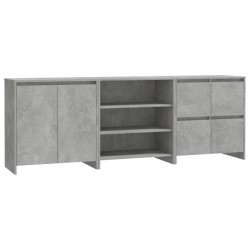 vidaXL Aparador de 3 piezas madera manufacturada gris hormigón
