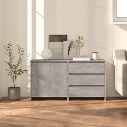 vidaXL Aparador de 2 piezas madera manufacturada gris hormigón