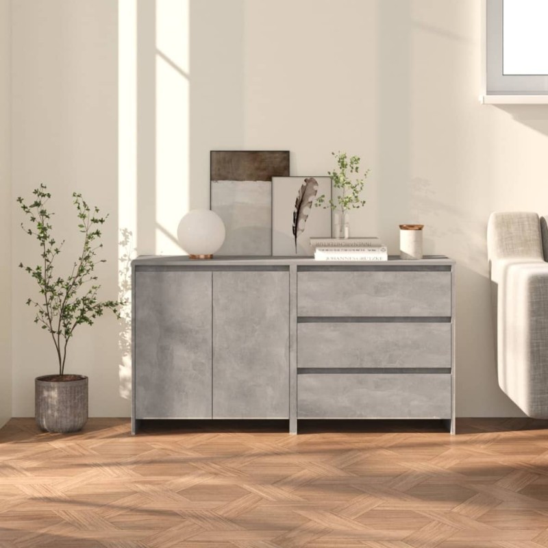 vidaXL Aparador de 2 piezas madera manufacturada gris hormigón vidaXL Aparador de 2 piezas madera manufacturada gris hormigón