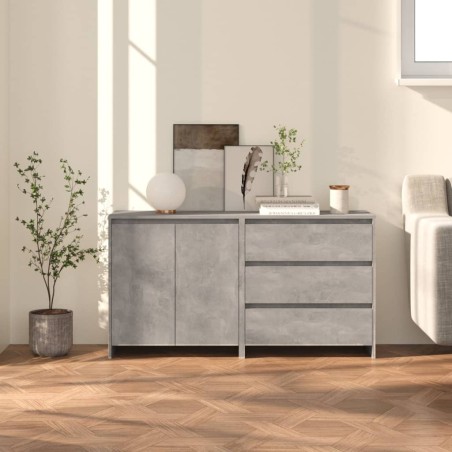 vidaXL Aparador de 2 piezas madera manufacturada gris hormigón