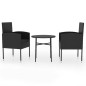 vidaXL Juego de comedor para jardín 3 piezas ratán sintético negro vidaXL Juego de comedor para jardín 3 piezas ratán sintético negro