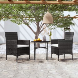 vidaXL Juego de comedor para jardín 3 piezas ratán sintético negro