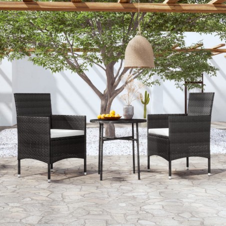vidaXL Juego de comedor para jardín 3 piezas ratán sintético negro