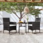 vidaXL Juego de comedor para jardín 3 piezas ratán sintético negro vidaXL Juego de comedor para jardín 3 piezas ratán sintético negro