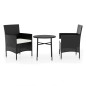 vidaXL Juego de comedor para jardín 3 piezas ratán sintético negro vidaXL Juego de comedor para jardín 3 piezas ratán sintético negro