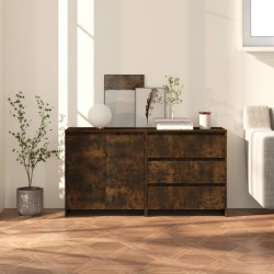 vidaXL Aparador de 2 piezas madera manufacturada color roble ahumado