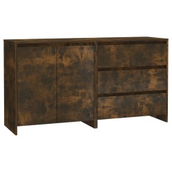 vidaXL Aparador de 2 piezas madera manufacturada color roble ahumado