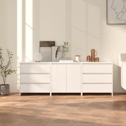 vidaXL Aparador de 3 piezas madera manufacturada blanca brillante