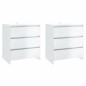 vidaXL Aparador de 3 piezas madera manufacturada blanca brillante vidaXL Aparador de 3 piezas madera manufacturada blanca brillante
