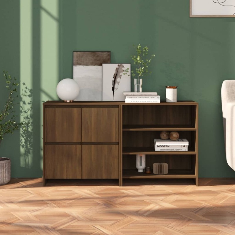 vidaXL Aparador de 2 piezas madera manufacturada marrón roble vidaXL Aparador de 2 piezas madera manufacturada marrón roble