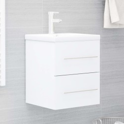 vidaXL Mueble con lavabo madera contrachapada blanco brillante