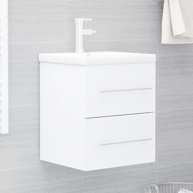vidaXL Mueble con lavabo madera contrachapada blanco brillante vidaXL Mueble con lavabo madera contrachapada blanco brillante