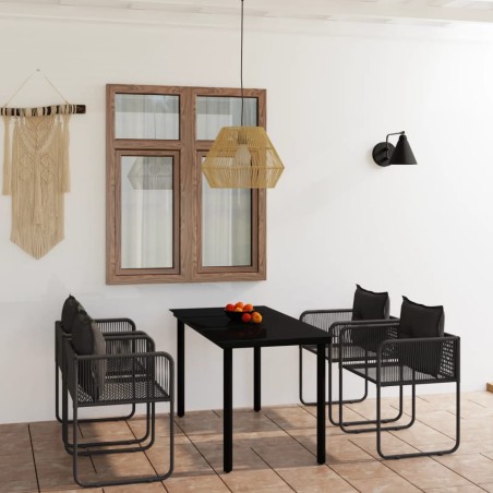 vidaXL Juego de comedor para jardín 5 piezas negro