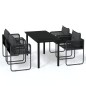 vidaXL Juego de comedor para jardín 5 piezas negro