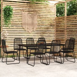vidaXL Juego de comedor para jardín 9 piezas negro