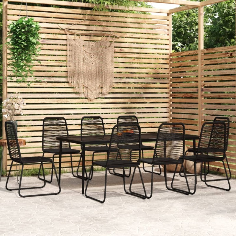 vidaXL Juego de comedor para jardín 9 piezas negro vidaXL Juego de comedor para jardín 9 piezas negro