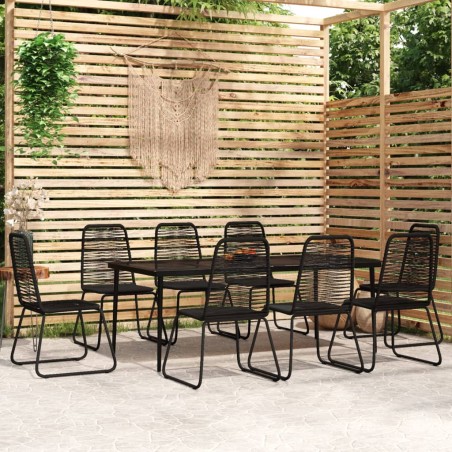 vidaXL Juego de comedor para jardín 9 piezas negro