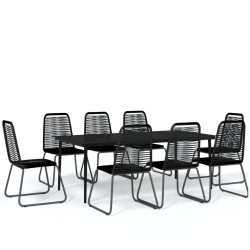 vidaXL Juego de comedor para jardín 9 piezas negro