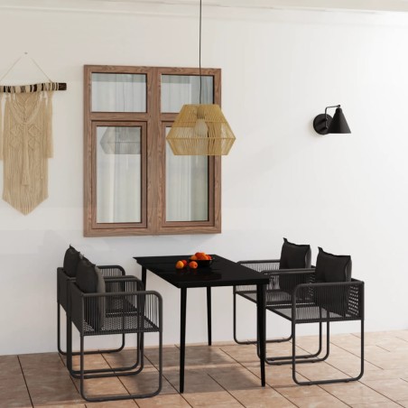 vidaXL Juego de comedor para jardín 5 piezas negro
