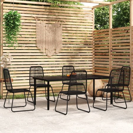 vidaXL Juego de comedor para jardín 7 piezas negro