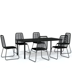vidaXL Juego de comedor para jardín 7 piezas negro