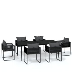 vidaXL Juego de comedor para jardín 7 piezas negro