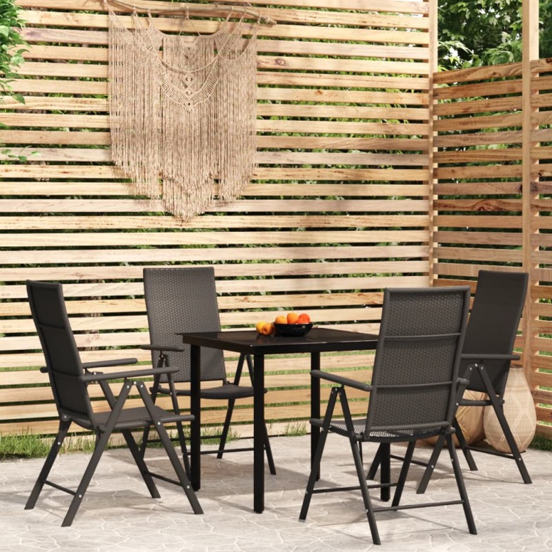 vidaXL Juego de comedor de jardín 5 piezas negro vidaXL Juego de comedor de jardín 5 piezas negro