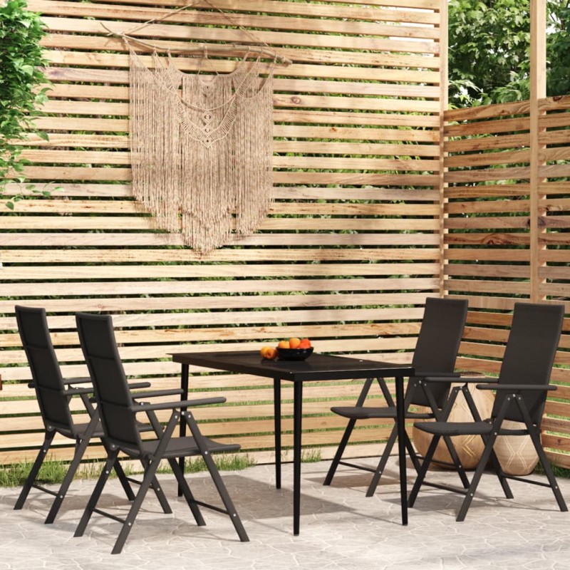 vidaXL Juego de comedor para jardín 5 piezas negro