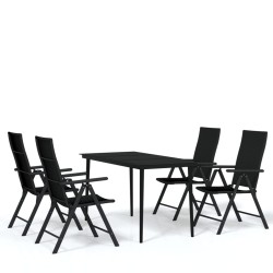 vidaXL Juego de comedor para jardín 5 piezas negro