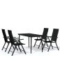 vidaXL Juego de comedor para jardín 5 piezas negro