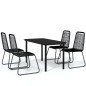 vidaXL Juego de comedor para jardín 5 piezas negro