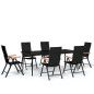 vidaXL Juego de comedor para jardín 7 piezas negro
