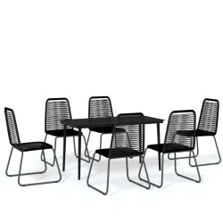 vidaXL Juego de comedor para jardín 7 piezas negro