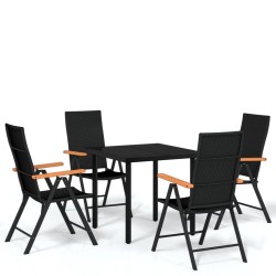 vidaXL Juego de comedor para jardín 5 piezas negro