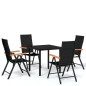 vidaXL Juego de comedor para jardín 5 piezas negro