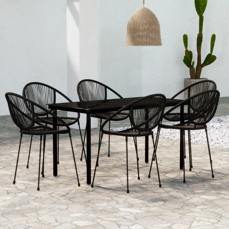 vidaXL Juego de comedor para jardín 7 piezas negro vidaXL Juego de comedor para jardín 7 piezas negro