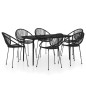 vidaXL Juego de comedor para jardín 7 piezas negro vidaXL Juego de comedor para jardín 7 piezas negro