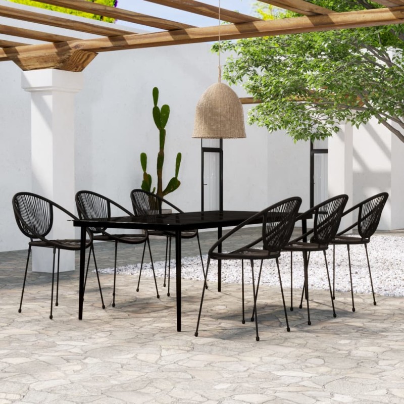 vidaXL Juego de comedor de jardín 7 piezas negro vidaXL Juego de comedor de jardín 7 piezas negro