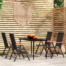 vidaXL Juego de comedor para jardín 5 piezas negro